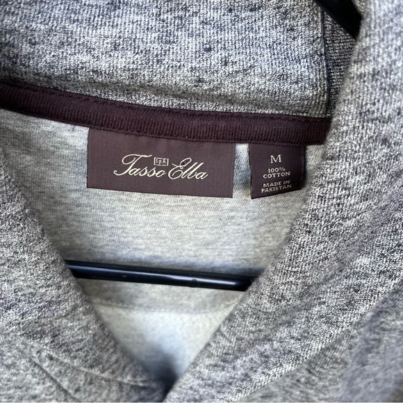 Tasso Elba Men’s Shawl Collar Terry Lined Button Cardigan In Heathered Gray Sz M - Picture 3 of 10